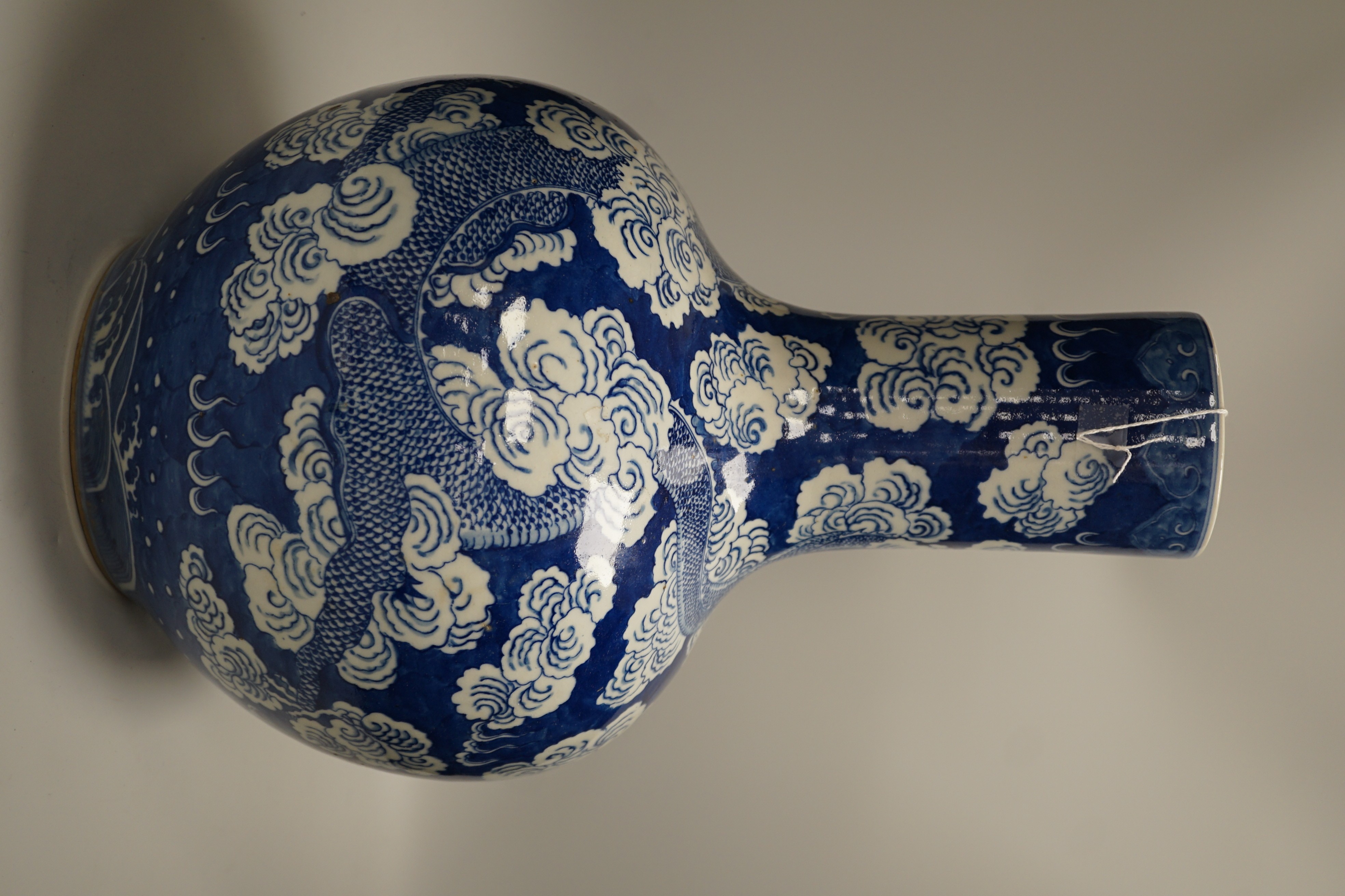 A large Chinese blue and white 'dragon' vase, 45cm